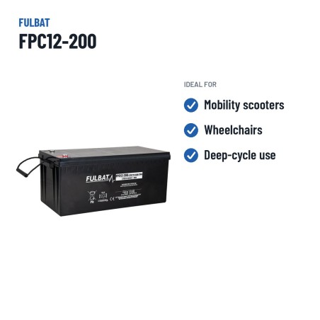Batterie scooter de mobilité Fulbat FPC12-200 12V 214.4Ah AGM