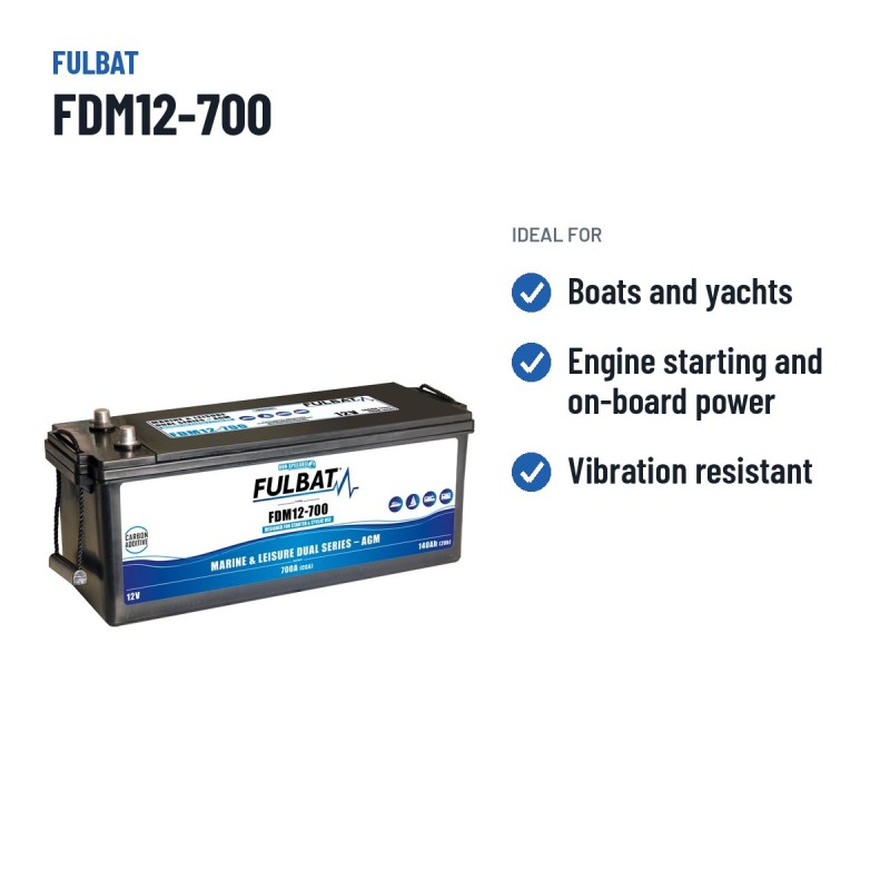 Batterie marine Fulbat FDM12-700 12V 140Ah 700A AGM CARBON – utilisations recommandées