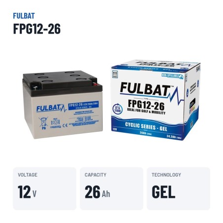 Batteria per scooter di mobilità Fulbat FPG12-26 12V 26Ah GEL – dati principali