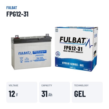 Batería de scooter de movilidad Fulbat FPG12-31 12V 31Ah GEL – datos clave