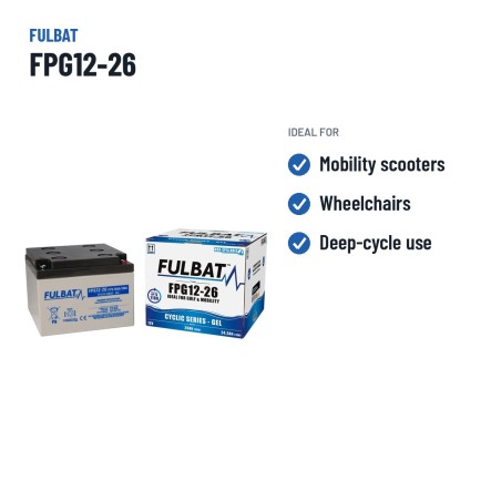 Mobility scooter battery Fulbat FPG12-26 12V 26Ah GEL – recommended uses