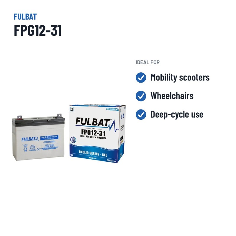 Batterie scooter de mobilité Fulbat FPG12-31 12V 31Ah GEL – utilisations recommandées