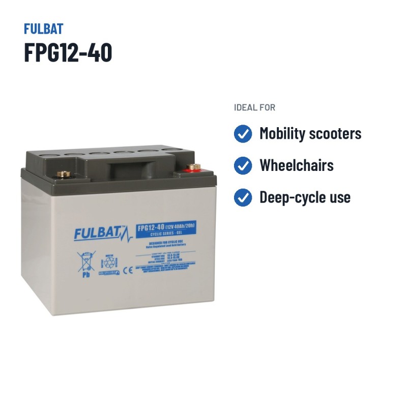 Mobility scooter battery Fulbat FPG12-40 12V 40Ah GEL – recommended uses