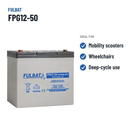 Batería de scooter de movilidad Fulbat FPG12-50 12V 50Ah GEL – usos recomendados
