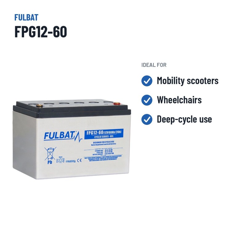 Batteria per scooter di mobilità Fulbat FPG12-60 12V 60Ah GEL – usi consigliati
