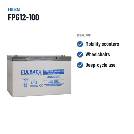 Bateria de scooter de mobilidade Fulbat FPG12-100 12V 100Ah GEL – utilizações recomendadas