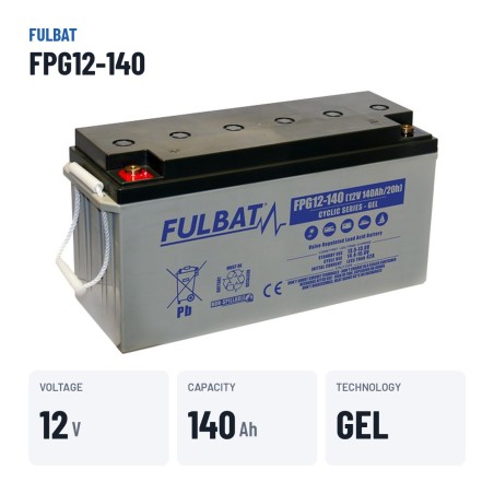 Bateria de scooter de mobilidade Fulbat FPG12-140 12V 140Ah GEL – dados principais