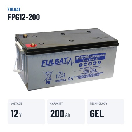Batterie scooter de mobilité Fulbat FPG12-200 12V 200Ah GEL – caractéristiques clés