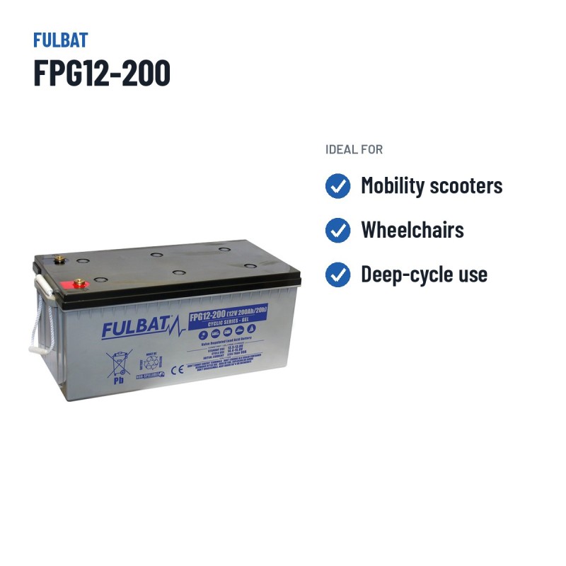 Mobility scooter battery Fulbat FPG12-200 12V 200Ah GEL – recommended uses