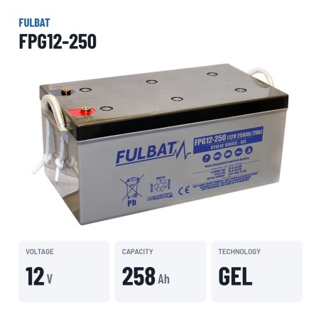 Mobility scooter battery Fulbat FPG12-250 12V 258Ah GEL