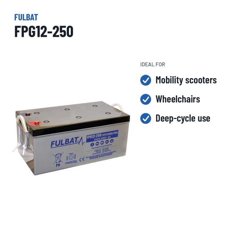 Mobility scooter battery Fulbat FPG12-250 12V 258Ah GEL