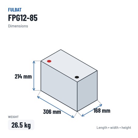 Batteria per scooter di mobilità Fulbat FPG12-85 12V 85Ah GEL – dimensioni 306 × 168 × 214 mm