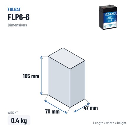 Bateria de scooter de mobilidade Fulbat FLP6-6 6.4V 5.4Ah LiFePO4