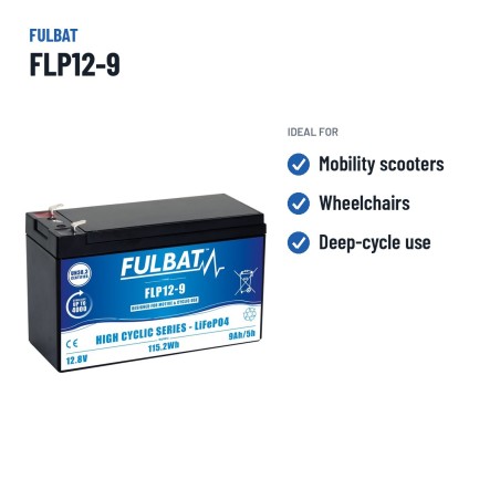 Batterie scooter de mobilité Fulbat FLP12-9 12.8V 9Ah LiFePO4 – utilisations recommandées