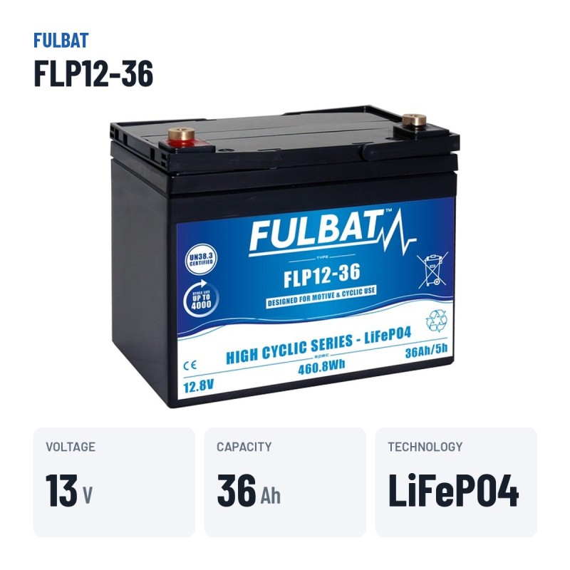 Batteria per scooter di mobilità Fulbat FLP12-36 12.8V 36Ah LiFePO4 – dati principali