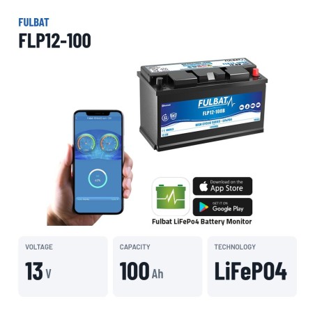 Mobility scooter battery Fulbat FLP12-100 12.8V 100Ah LiFePO4 – key specs