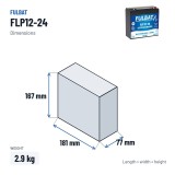 Mobility scooter battery Fulbat FLP12-24 12.8V 24Ah LiFePO4 – dimensions 181 × 77 × 167 mm