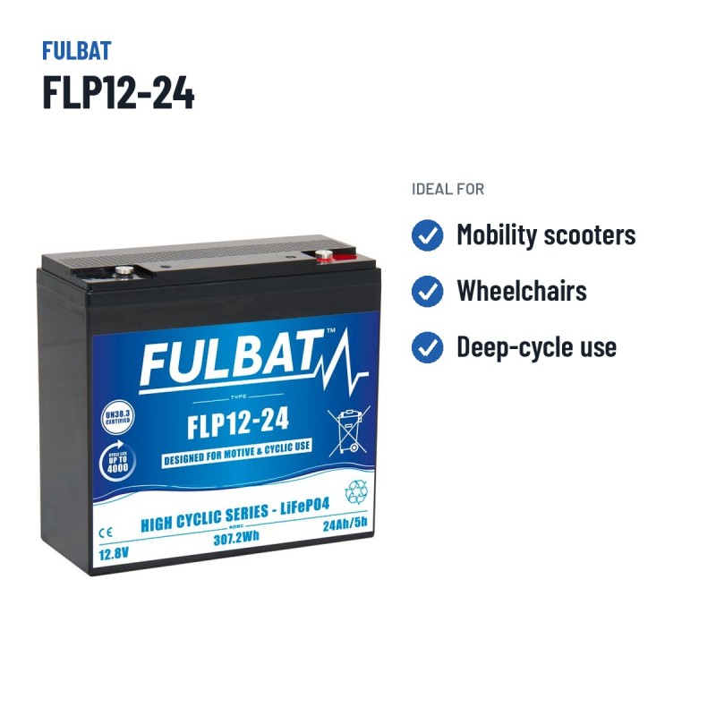 Batteria per scooter di mobilità Fulbat FLP12-24 12.8V 24Ah LiFePO4 – usi consigliati