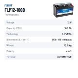 Mobility scooter battery Fulbat FLP12-100B 12.8V 100Ah LiFePO4 – technical data