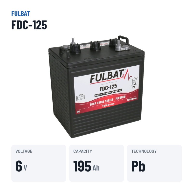 Traction battery Fulbat FDC-125 6V 195Ah – key specs