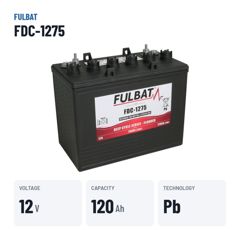 Batterie de traction Fulbat FDC-1275 12V 120Ah | baterias.com