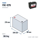 Batteria a trazione Fulbat FDC-1275 12V 120Ah – dimensioni 329 × 181 × 276 mm