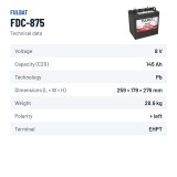 Traction battery Fulbat FDC-875 8V 145Ah – technical data