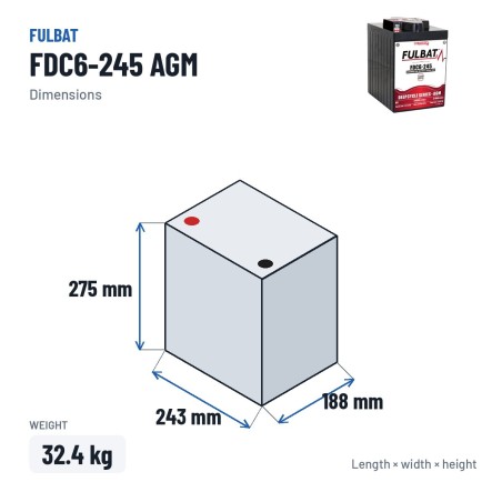 Traktionsbatterie Fulbat FDC6-245 AGM 6V 210Ah AGM | baterias.com