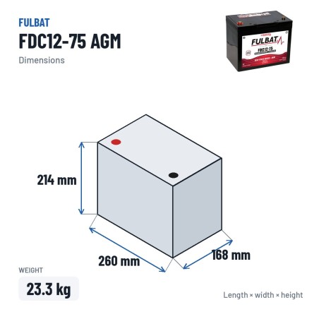 Traktionsbatterie Fulbat FDC12-75 AGM 12V 75Ah AGM | baterias.com