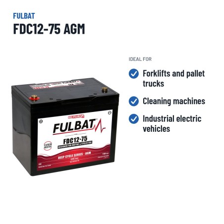 Traktionsbatterie Fulbat FDC12-75 AGM 12V 75Ah AGM | baterias.com