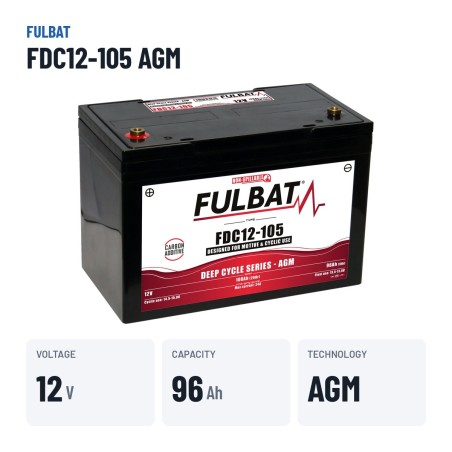 Batteria a trazione Fulbat FDC12-105 AGM 12V 96Ah AGM – dati principali