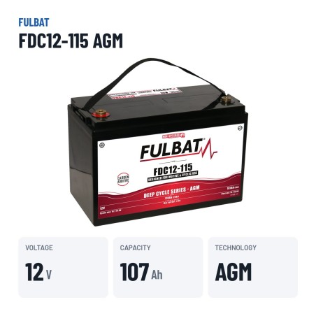 Batterie de traction Fulbat FDC12-115 AGM 12V 107Ah AGM