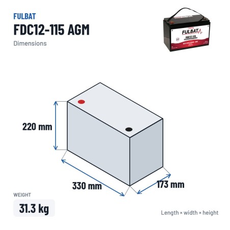 Batterie de traction Fulbat FDC12-115 AGM 12V 107Ah AGM