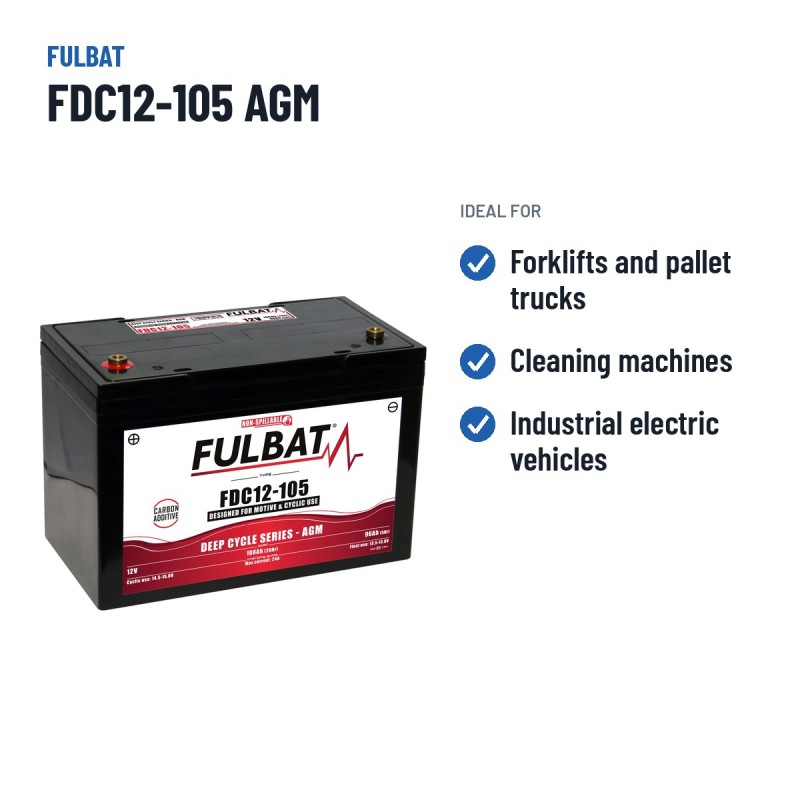 Batteria a trazione Fulbat FDC12-105 AGM 12V 96Ah AGM – usi consigliati