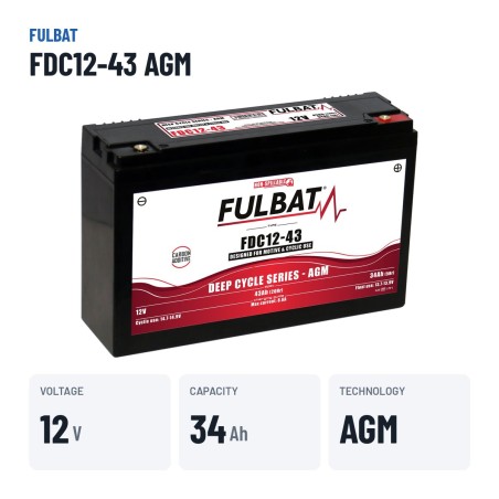 Traction battery Fulbat FDC12-43 AGM 12V 34Ah AGM – key specs