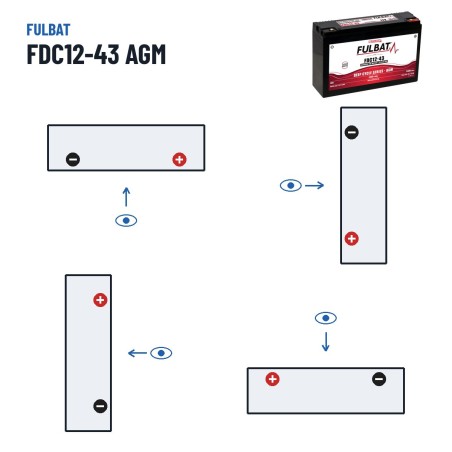 Traction battery Fulbat FDC12-43 AGM 12V 34Ah AGM – polarity (layout 0, + right)