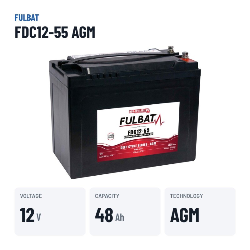 Traktionsbatterie Fulbat FDC12-55 AGM 12V 48Ah AGM – wichtigste Daten