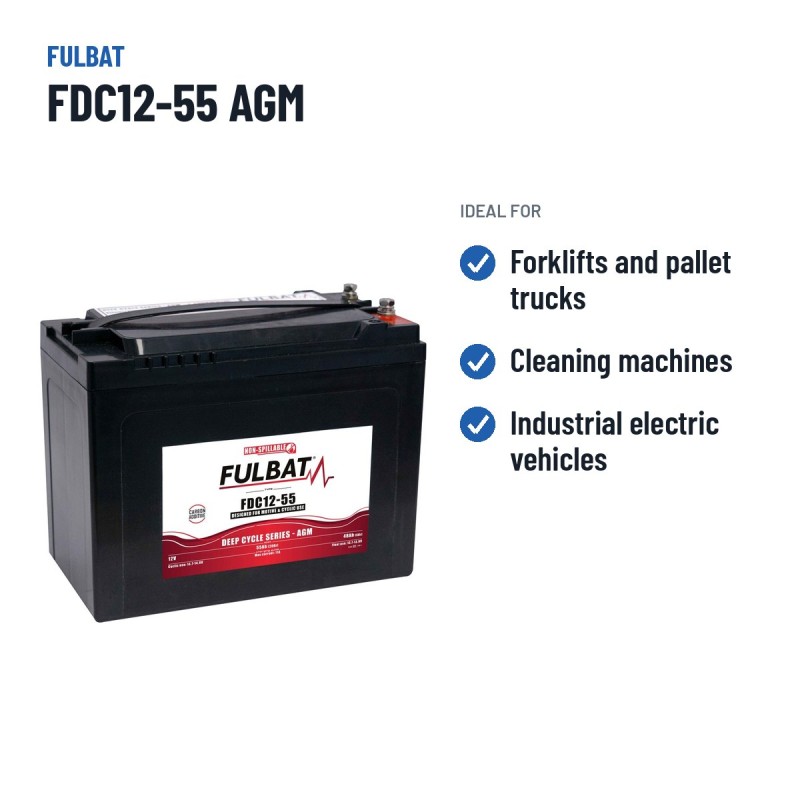 Batería de tracción Fulbat FDC12-55 AGM 12V 48Ah AGM – usos recomendados