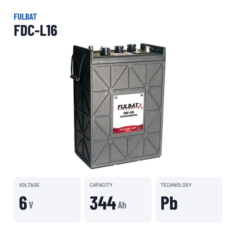 Bateria de tração Fulbat FDC-L16 6V 344Ah – dados principais