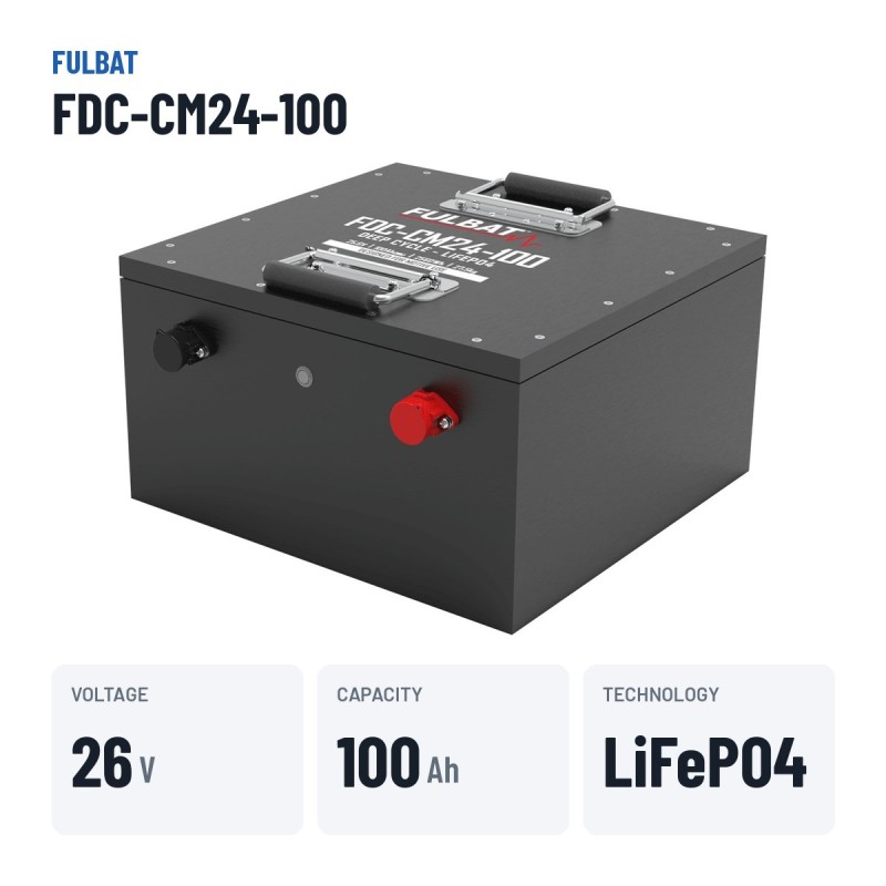 Floor scrubber battery Fulbat FDC-CM24-100 25.6V 100Ah LiFePO4 – key specs