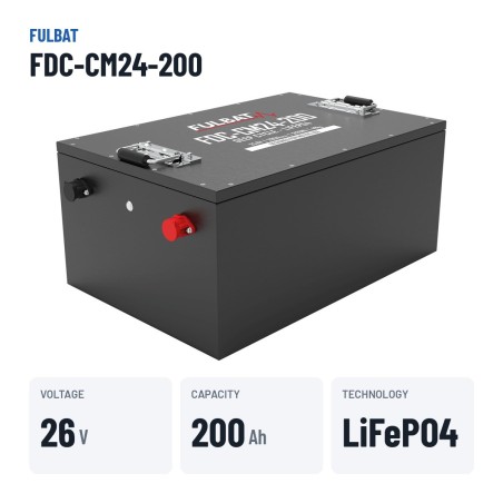 Scheuersaugmaschinen-Batterie Fulbat FDC-CM24-200 25.6V 200Ah LiFePO4 – wichtigste Daten