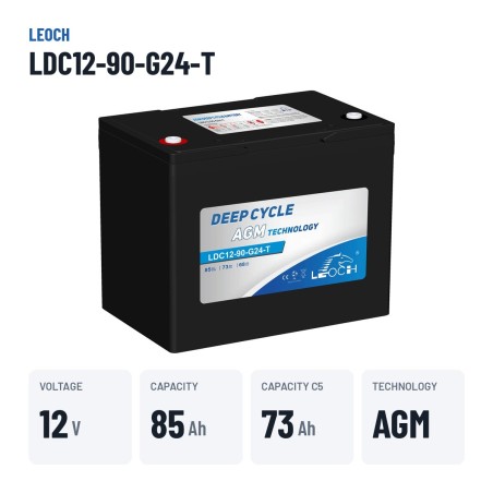 Batteria per scooter di mobilità Leoch LDC12-90-G24-T 12V 85Ah AGM – dati principali