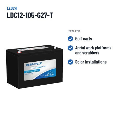 Floor scrubber battery Leoch LDC12-105-G27-T 12V 105Ah AGM – recommended uses