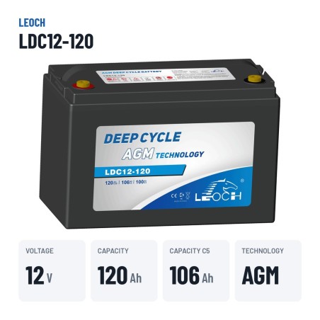 Batterie pour autolaveuse Leoch LDC12-120 12V 120Ah AGM – caractéristiques clés