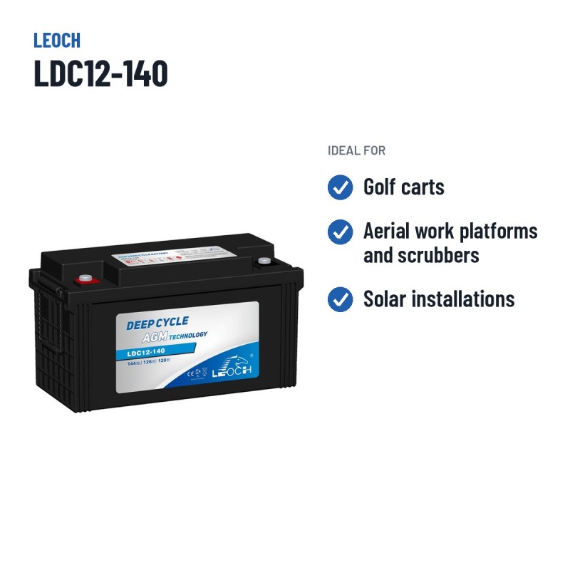 Wohnmobilbatterie Leoch LDC12-140 12V 144Ah AGM | baterias.com