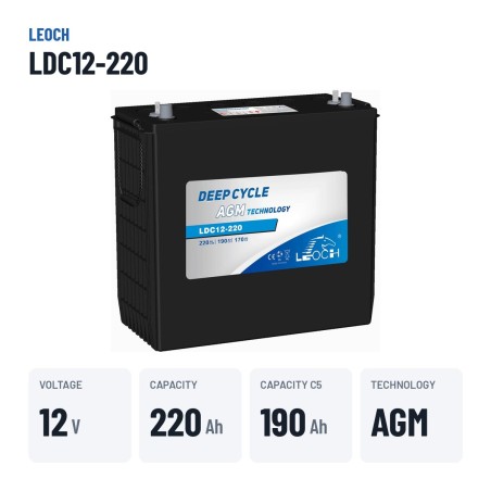 Wohnmobilbatterie Leoch LDC12-220 12V 220Ah AGM – wichtigste Daten