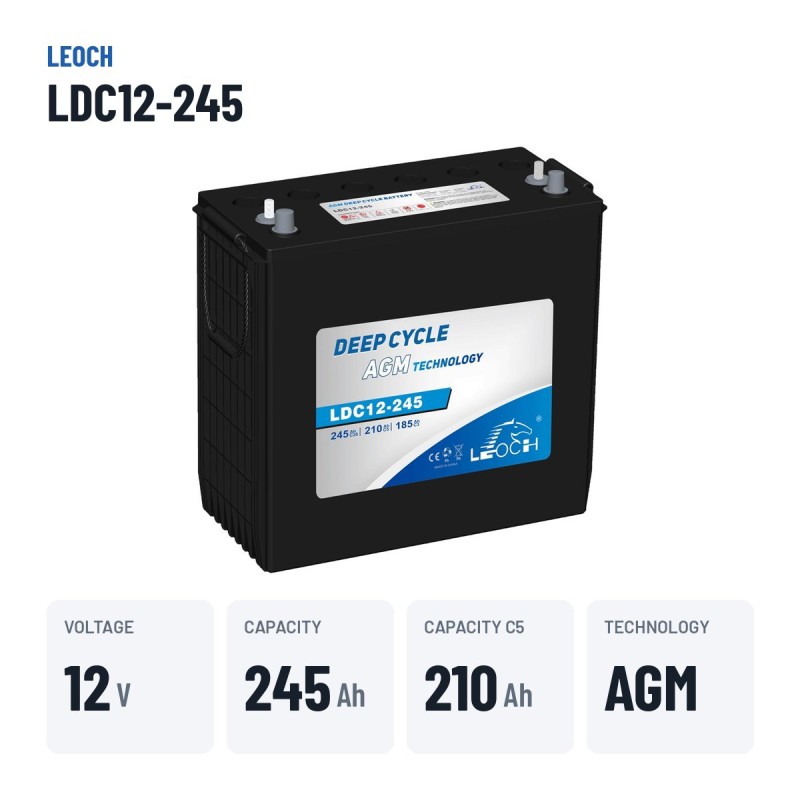 Batterie camping-car Leoch LDC12-245 12V 245Ah AGM | baterias.com