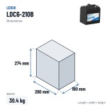 Bateria de carrinho de golfe Leoch LDC6-210B 6V 210Ah AGM – medidas 260 × 180 × 274 mm
