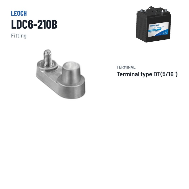 Golfcar-Batterie Leoch LDC6-210B 6V 210Ah AGM – Pole und Befestigung