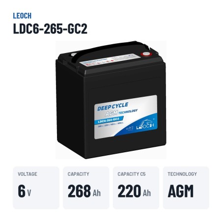 Bateria de carrinho de golfe Leoch LDC6-265-GC2 6V 268Ah AGM – dados principais